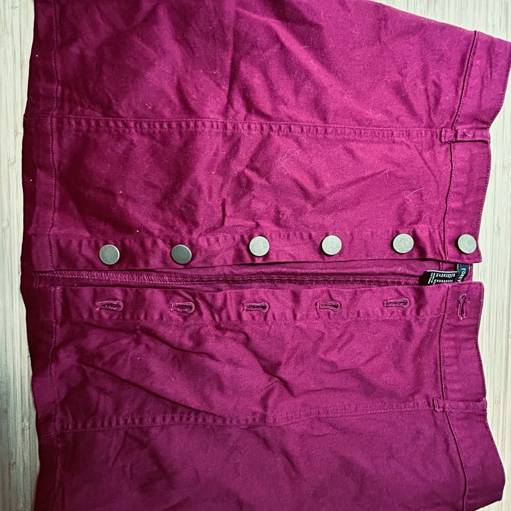 Forever 21 Deep Magenta Button-Front Mini Skirt